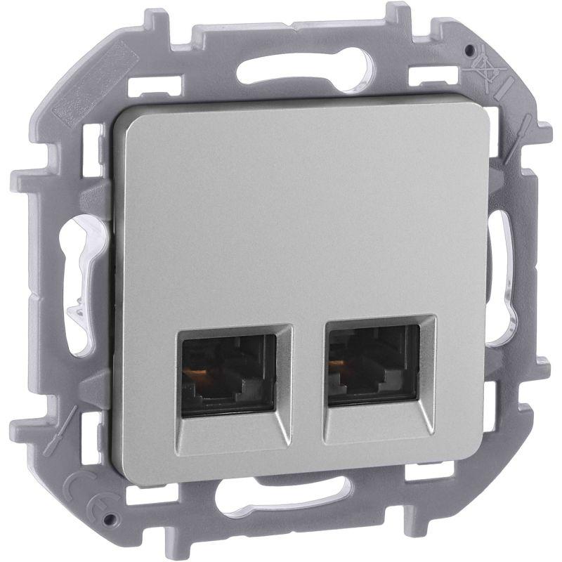 розетка компьютерная 2-м inspiria rj45 кат.5e utp сл. алюм. iek 673837 от BTSprom.by