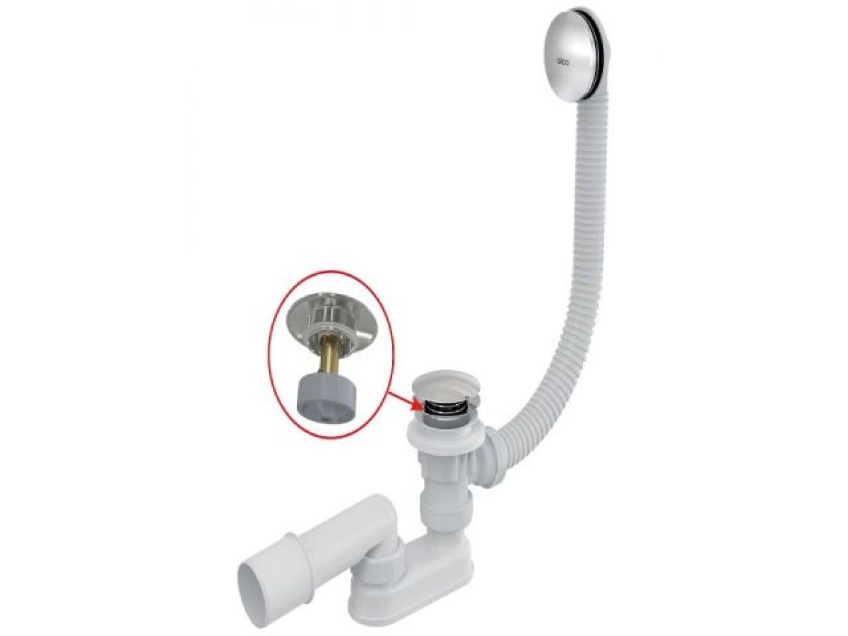 сифон для ванны click/clack (длина 80 см), металл, alcaplast a504ckm-80 от BTSprom.by
