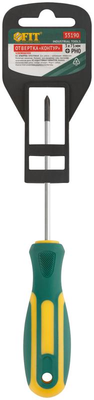  Отвертка "Контур" CrV сталь прорезиненная ручка 3х75мм РН0 FIT 55190 фото в каталоге от BTSprom.by
