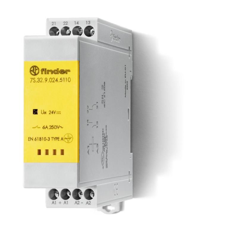 реле безопасности модульное электромеханич. (реле с принудительным управлением контактами) 1no+1nc 6а agni+au 48в dc винт. клеммы 22.5мм ip54 finder 7s3290485110 от BTSprom.by