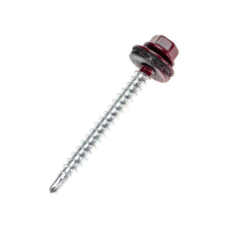 саморез кровельный 4.8х50мм окрашенный ral 3005 короб (уп.150шт) kranz 1203-4850-3 от BTSprom.by