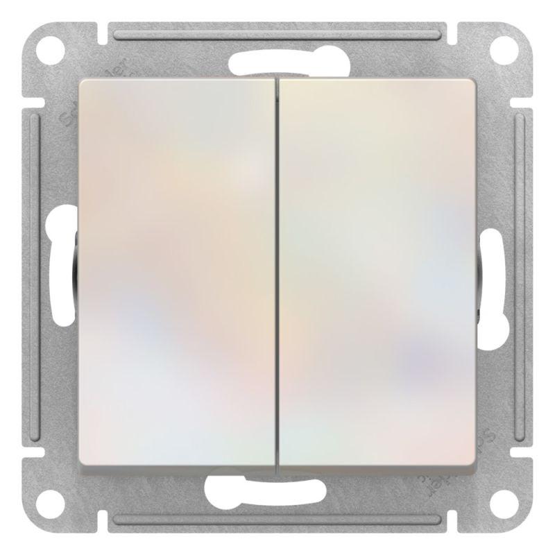  Выключатель 2-кл. AtlasDesign (сх. 2) 10А с самовозвратом механизм жемчуж. SE ATN000417 фото в каталоге от BTSprom.by