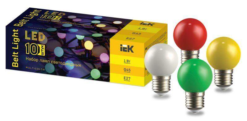 набор ламп светодиодных декор. g45 1вт шар e27 230в mix 10шт iek lle-g45-1-230-mix-e27-10 от BTSprom.by