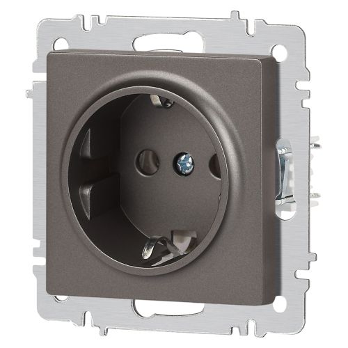  Розетка 1-м СП Accent 6-202-09 16А IP20 250В 2P+E Schuko титан Intro Б0063701 фото в каталоге от BTSprom.by
