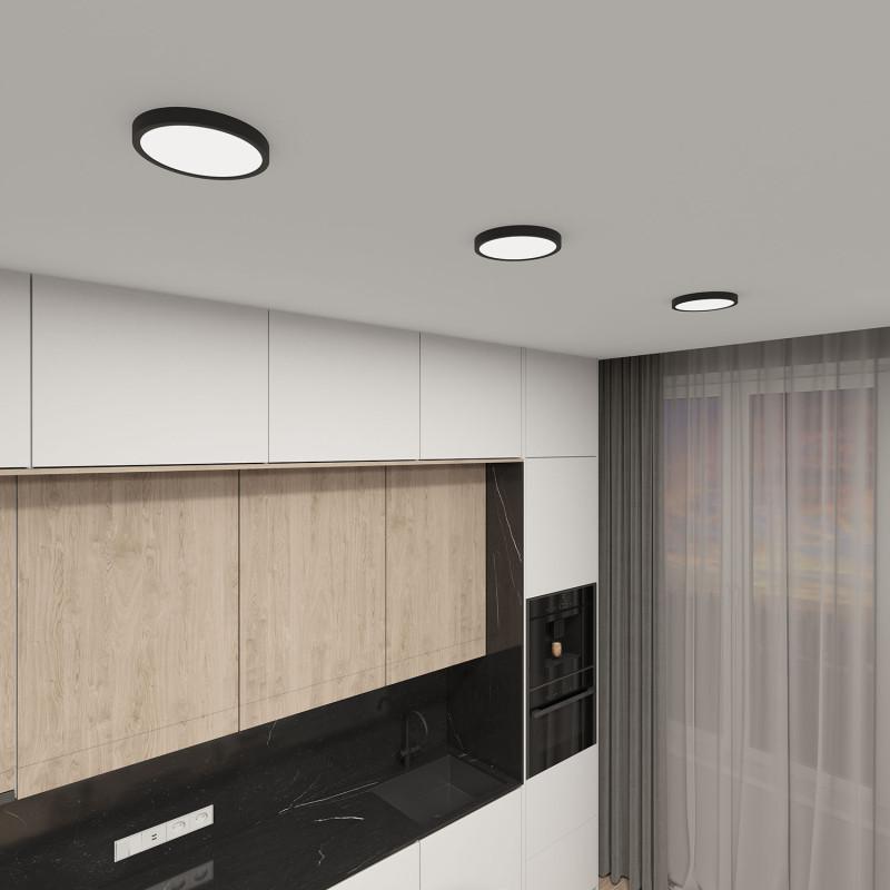  Светильник THIN 18Вт 3000К/4000К/6500К IP40 накладной переключатель цветовой температуры на корпусе полимер черн. DENKIRS 723084 фото в каталоге от BTSprom.by