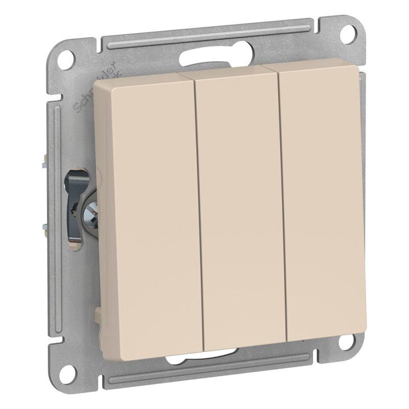 выключатель 3-кл. сп atlasdesign 10а ip20 (сх. 1+1+1) 10ax механизм беж. se atn000231 от BTSprom.by