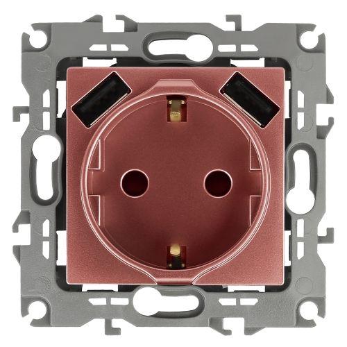 розетка 16а 250в 2p+e с 2хusb 5в-3а защ. шторки эра12 медь 12-4109-14 эра б0047848 от BTSprom.by