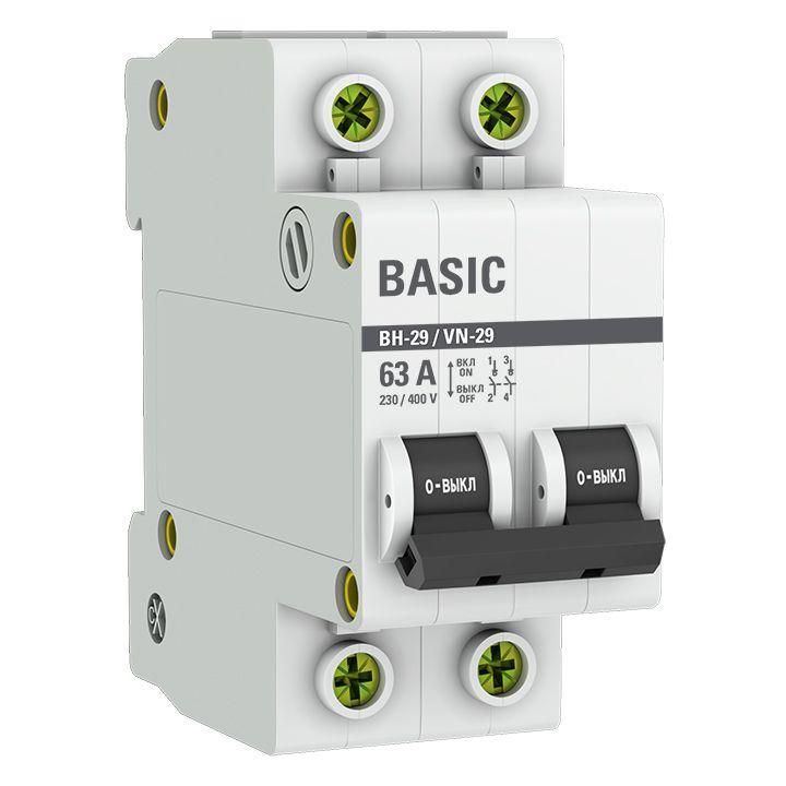 выключатель нагрузки 2п 63а вн-29 basic ekf sl29-2-63-bas от BTSprom.by