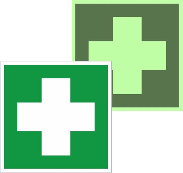 знак медицинского и санитарного назначения ec 01 "аптечка первой медицинской помощи" 200х200мм пленка самоклеящаяся с покрытием фотолюминесцентным ekf an-ec-01-f от BTSprom.by