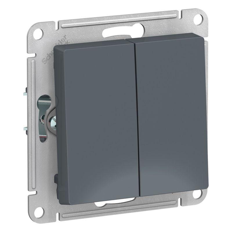 выключатель 2-кл. сп atlasdesign 10а ip20 (сх. 5) 10ax механизм грифель se atn000751 от BTSprom.by