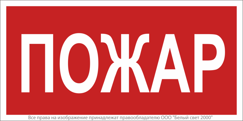 знак безопасности npu-6030.f20"пожар" белый свет a20590 от BTSprom.by