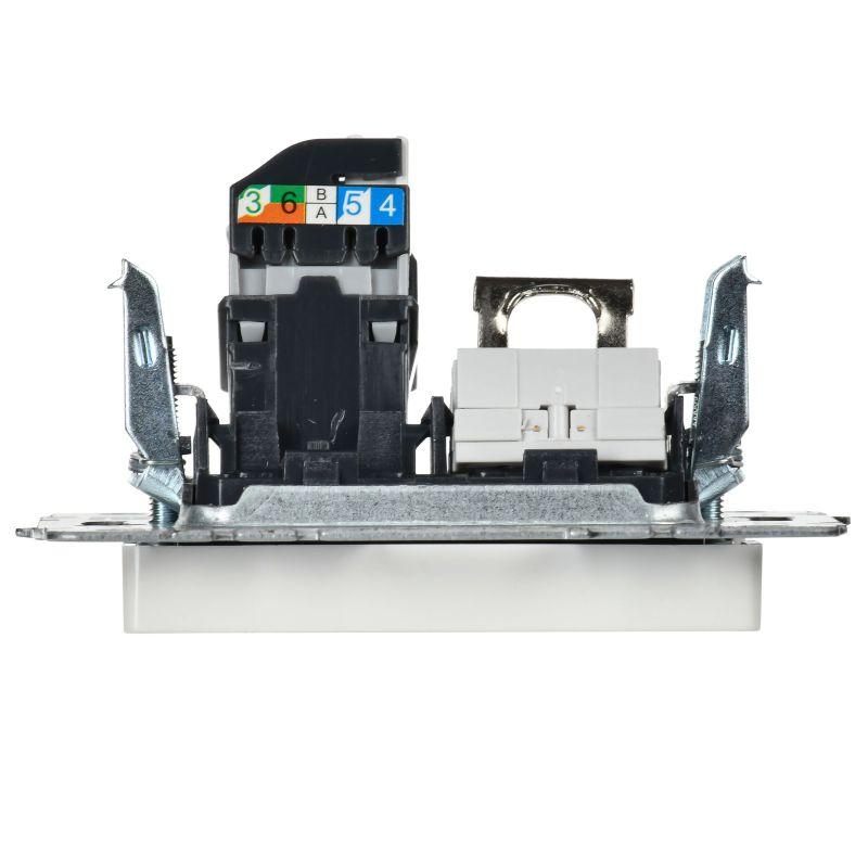  Розетка двойная СП RJ11+RJ45 кат.5E BRITE РК/Т12-БрБ механизм бел. IEK BR-KT20-O-1-K01 фото в каталоге от BTSprom.by