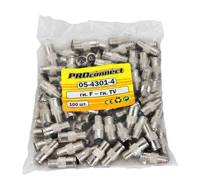  Переход гнездо F - гнездо TV с кольцом (уп.100шт) PROCONNECT 05-4301-4 фото в каталоге от BTSprom.by