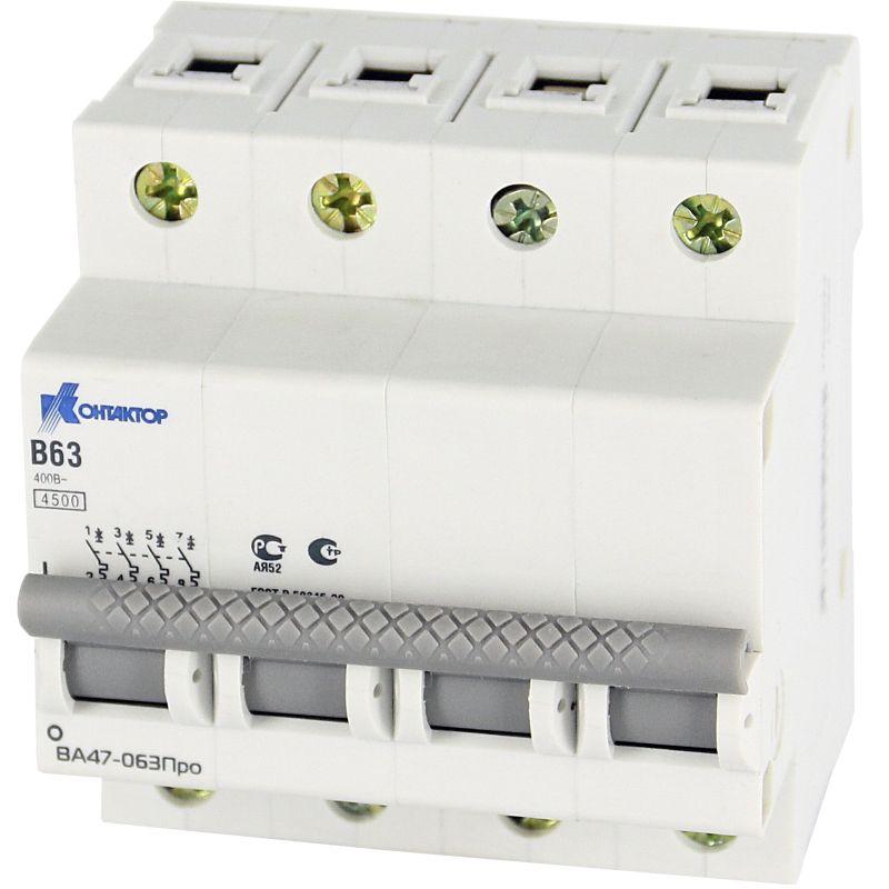 выключатель автоматический модульный 4п c 50а 4.5ка ва47-063про контактор 7000171 от BTSprom.by