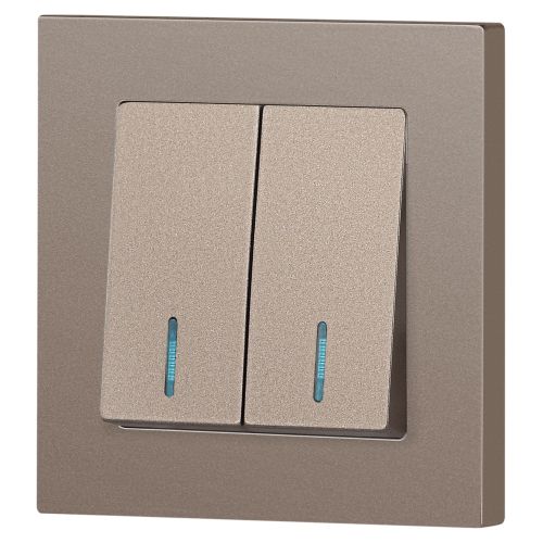  Выключатель 2-кл. СП Accent 6-105-08 10А IP20 250В с подсветкой AL/CU бронза Intro Б0063523 фото в каталоге от BTSprom.by