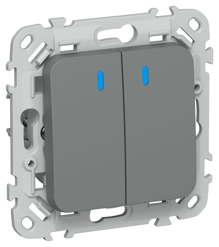 выключатель проходной 2-кл. сп flite вс62-1-1-флма 10а с индикацией механизм мокрый асфальт iek fi-v22-1-10-1-k80 от BTSprom.by