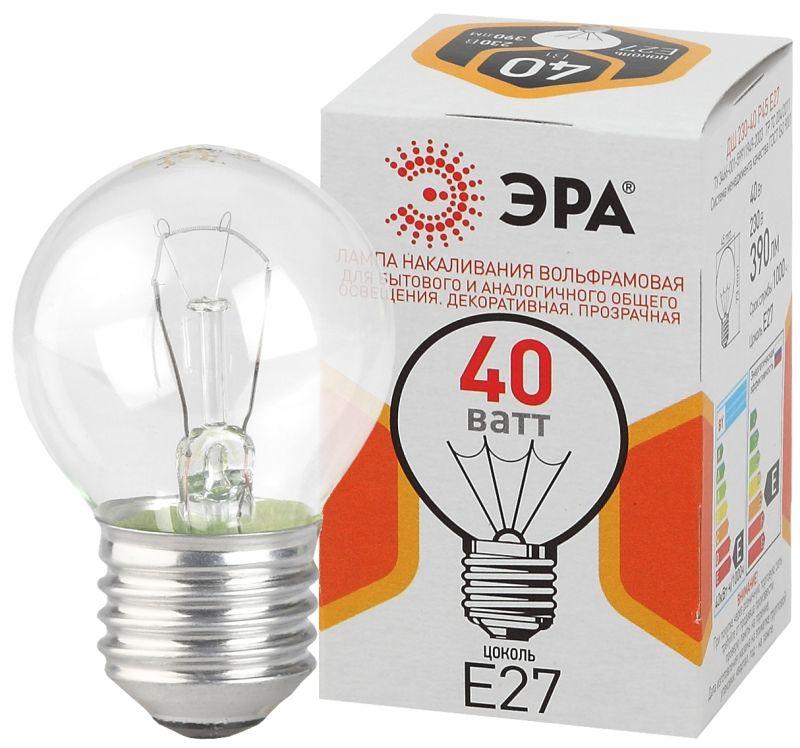 лампа накаливания дш 40-230-e27-cl 40вт шар (p45) 230в е27 эра б0039137 от BTSprom.by