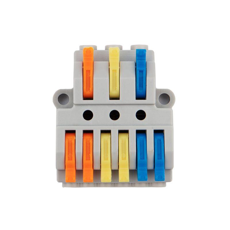  Клемма строительно-монтажная СМК проходная разветвительная 3х2 3п с монтажной площадкой 1 ввод 2 вывода на полюс (уп.5шт) Rexant 07-5233-05 фото в каталоге от BTSprom.by