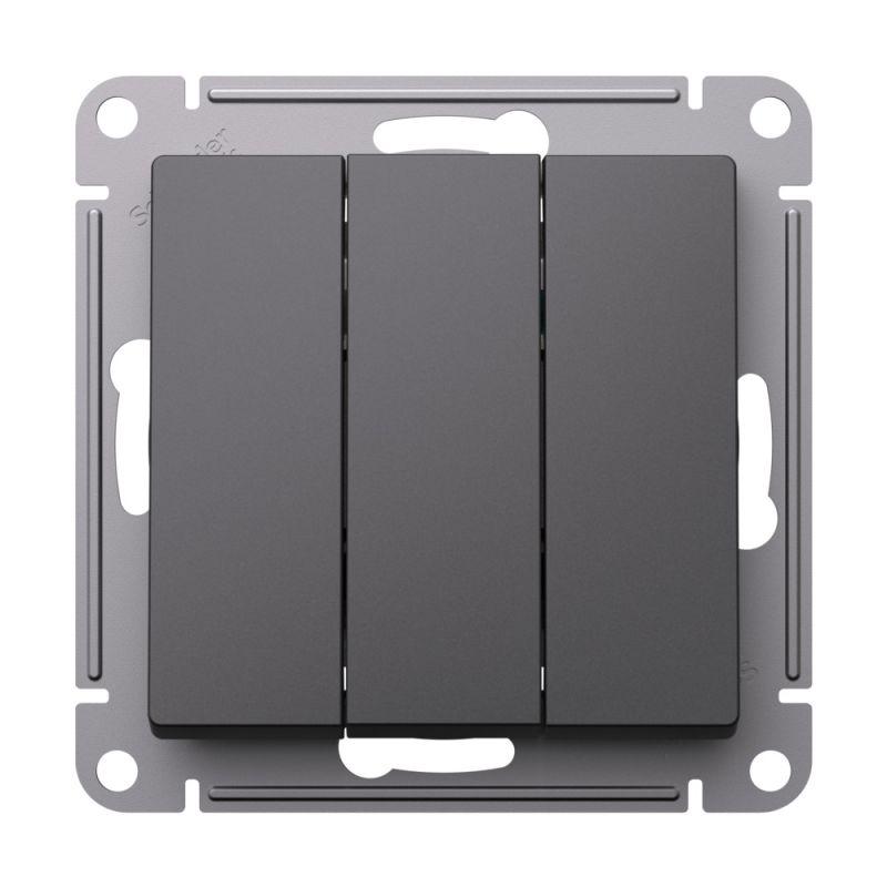  Выключатель 3-кл. AtlasDesign (сх. 1+1+1) 10AX механизм базальт SE ATN001431 фото в каталоге от BTSprom.by