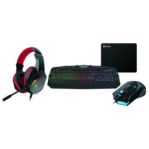 комплект клавиатура и мышь gxz990 игровой 1200-3600dpi + коврик + гарнитура черн. intro б0060195 от BTSprom.by