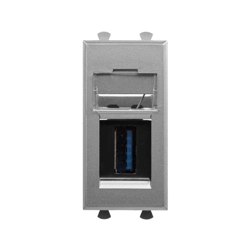 розетка usb 3.0 1мод. avanti "закаленная сталь" тип а-а модульная dkc 4404301 от BTSprom.by