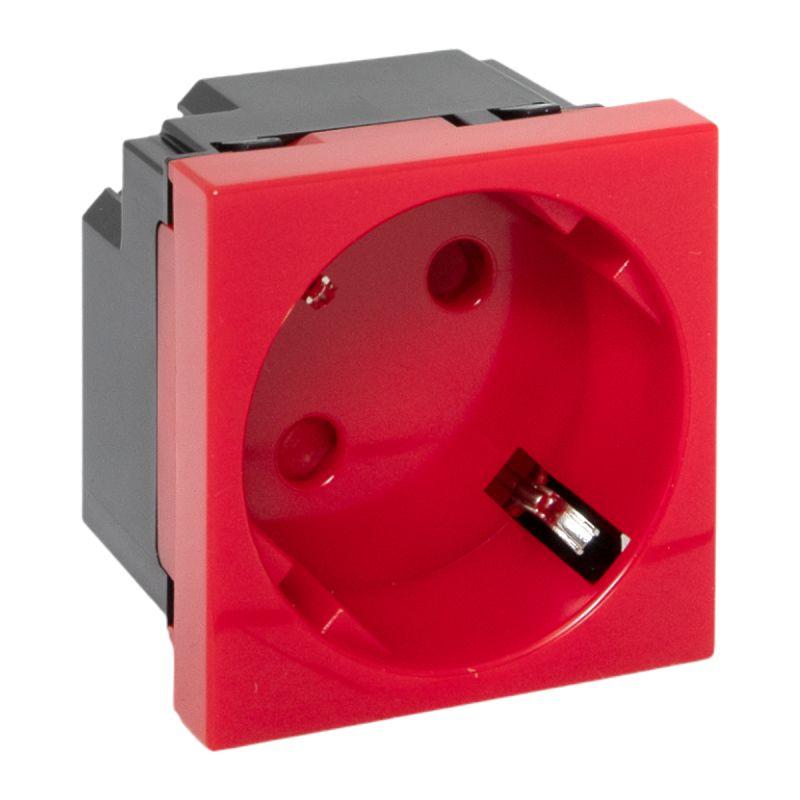 розетка 45х45 (2 модуля) с заземл. красн. ekf e2mr16-028-70-45-sl от BTSprom.by