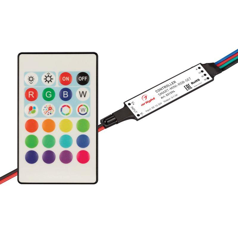 контроллер smart-mini-rgb-set 12-24в 3х1.5а пду 24 кнопки ir ip20 пластик arlight 031594 от BTSprom.by