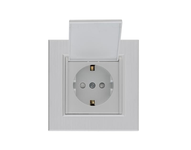 розетка 1-м с крышкой karea line star с заземл. жемчуж. makel 86100029 от BTSprom.by