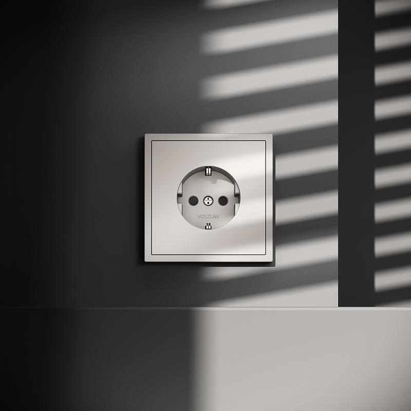  Розетка 1-м СП S70 16А с заземл. защ. шторки механизм кашемир Voltum VLS040203 фото в каталоге от BTSprom.by