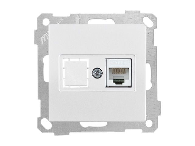 розетка компьютерная 1xrj45 (cat5e, скрытая, без рамки) белая, daria, mutlusan ((rj 45)   8-pin, соединения типа 568a или 568b) 2100 136 0101 от BTSprom.by