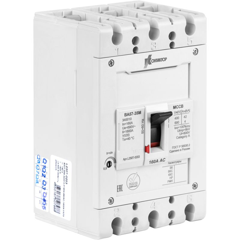 выключатель автоматический в литом корпусе ва57-35м-340010-р250а-1250а контактор l250t-0005 от BTSprom.by