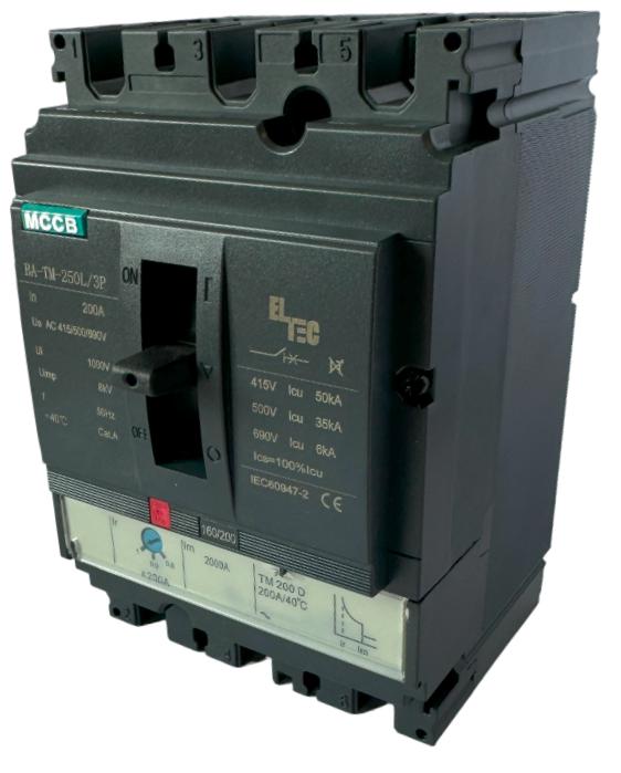  Выключатель автоматический MCCB BA-TM-250L/3P 200А (тепломагнитый ТМ ICU:50KA) ELTEC 1200200 фото в каталоге от BTSprom.by
