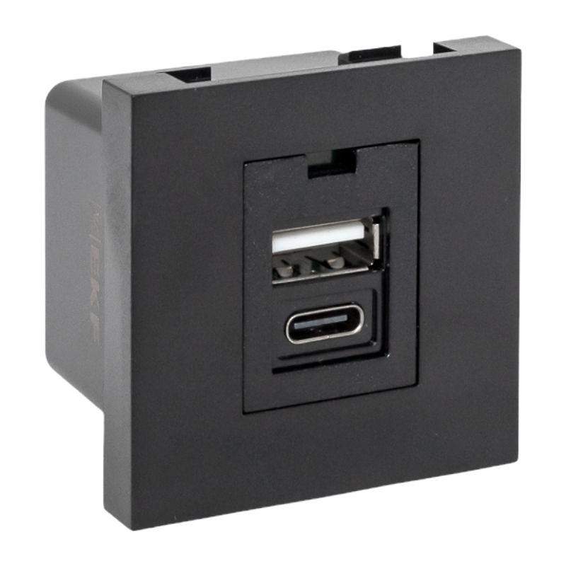 розетка usb 2-м a+c 2.1а без индикатора черн. матов. ekf e2mr2b-21usb-10-ac от BTSprom.by