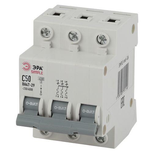выключатель автоматический модульный 3п c 50а 4.5ка ва 47-29 simple-mod-26 эра б0039243 от BTSprom.by
