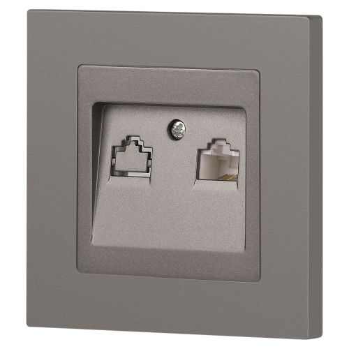  Розетка компьютерная 1-м СП Accent 6-303-09 RJ45 IP20 титан Intro Б0063642 фото в каталоге от BTSprom.by