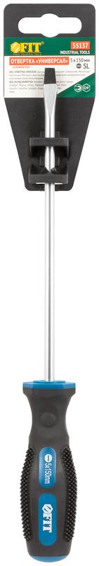  Отвертка "Универсал" CrV сталь прорезиненная ручка профи 5х150мм SL FIT 55137 фото в каталоге от BTSprom.by