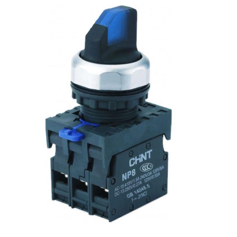 переключатель с подсветкой np8-02xd/225 2 полож. самовозв. ac110-230в(led) 2нз ip65 (r) син. chint 667684 от BTSprom.by