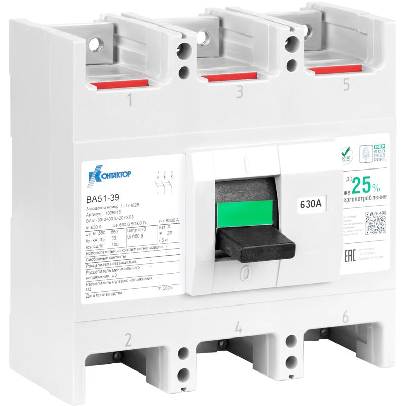 выключатель автоматический 3п 500а 20ка ва51-39-340010-20 ухл3 660в контактор 1002724 от BTSprom.by