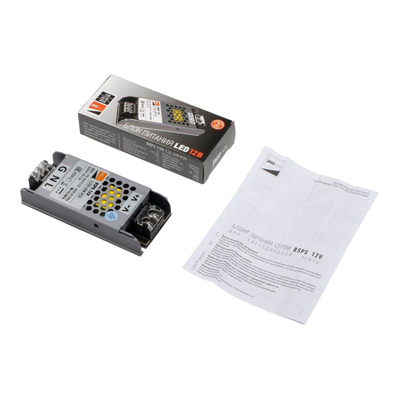  Блок питания для светодиод. ленты BSPS 12В 3.30А=40Вт IP20 JazzWay 5062122 фото в каталоге от BTSprom.by