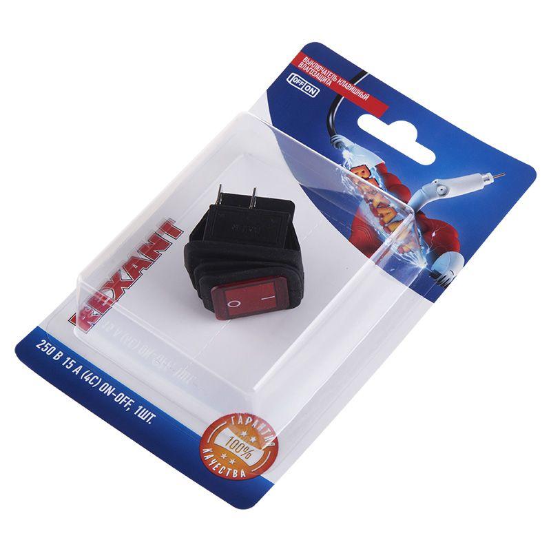  Выключатель клавишный 250В 15А (4с) ON-OFF красн. с подсветкой ВЛАГОЗАЩИТА (RWB-507) блист. Rexant 06-0307-C фото в каталоге от BTSprom.by