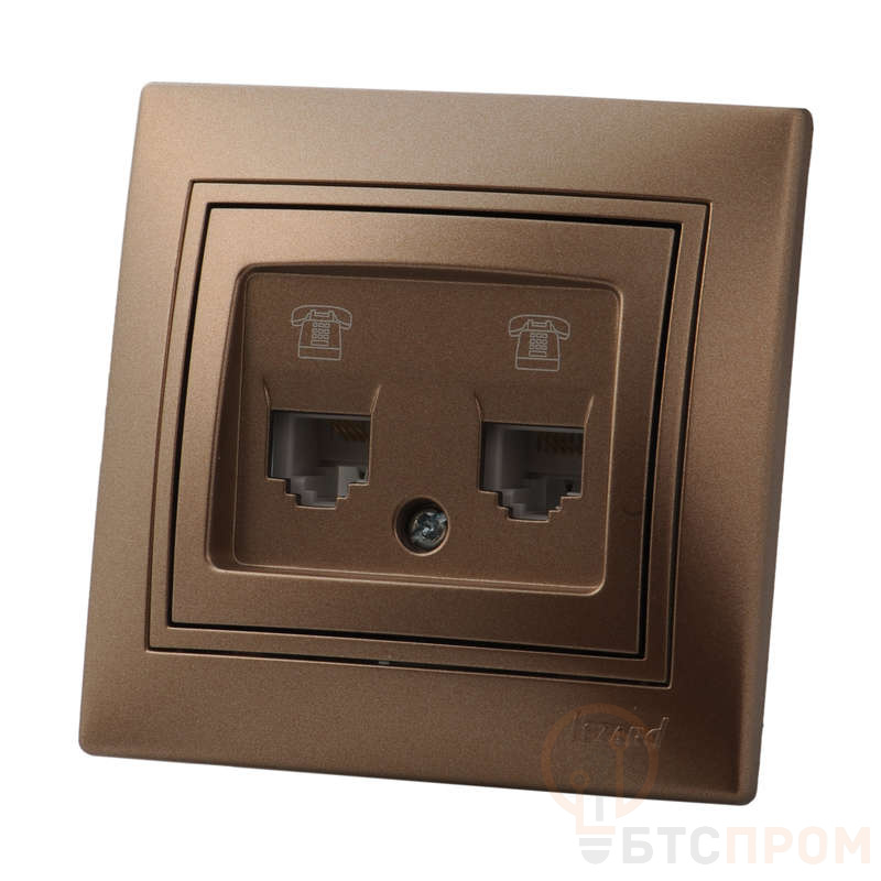 Розетка телефонная 2-м СП Mira RJ11 16А IP20 евро стандарт со вставкой свет. корич. перламутр. LEZARD 701-3131-138 фото в каталоге от BTSprom.by  Розетка телефонная 2-м СП Mira RJ11 16А IP20 евро стандарт со вставкой свет. корич. перламутр. LEZARD 701-3131-138 фото в каталоге от BTSprom.by