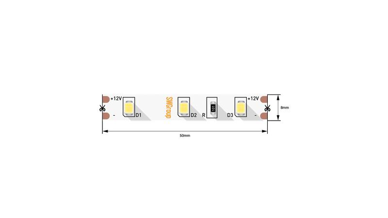 лента светодиодная стандарт 2835 60led/м 4.8вт/м нейтр. бел. 12в ip20 со скотчем 3м (уп.5м) swg standard 00-00007260 от BTSprom.by