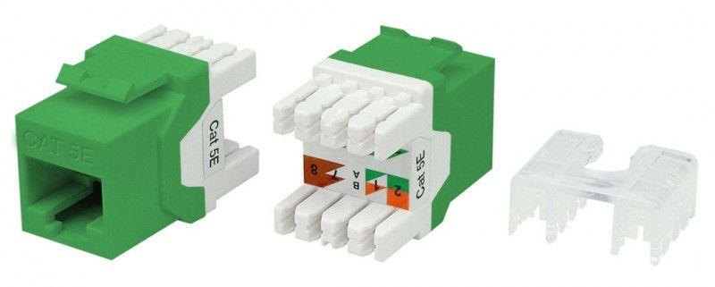 вставка keystone jack rj45 (8p8c) кат.5e 180град. kj8-8p8c-c5e-180-gn зел. hyperline 432634 от BTSprom.by