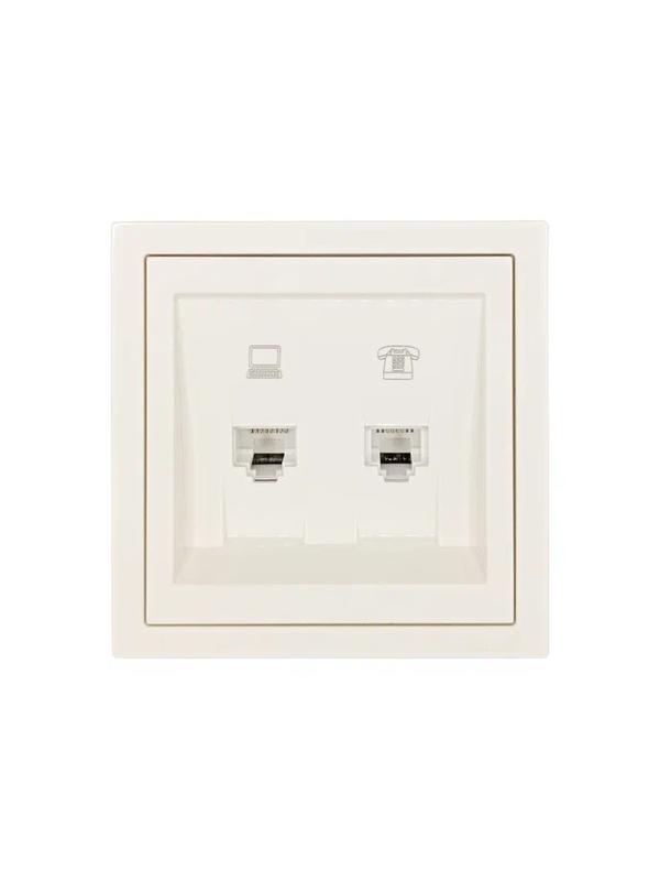  Розетка компьютер+телефон СП ZIMA IP20 слон. кость LEZARD 704-9088-143 фото в каталоге от BTSprom.by
