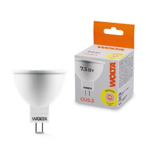 лампа светодиодная 7.5вт 3000к gu5.3 wolta 25ymr16-220-7.5gu5.3 от BTSprom.by