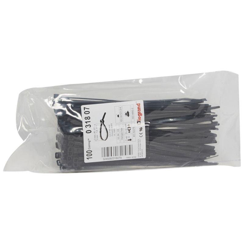 хомут кабельный colring 4.6х180 черн. (уп.100шт) leg 031807 от BTSprom.by