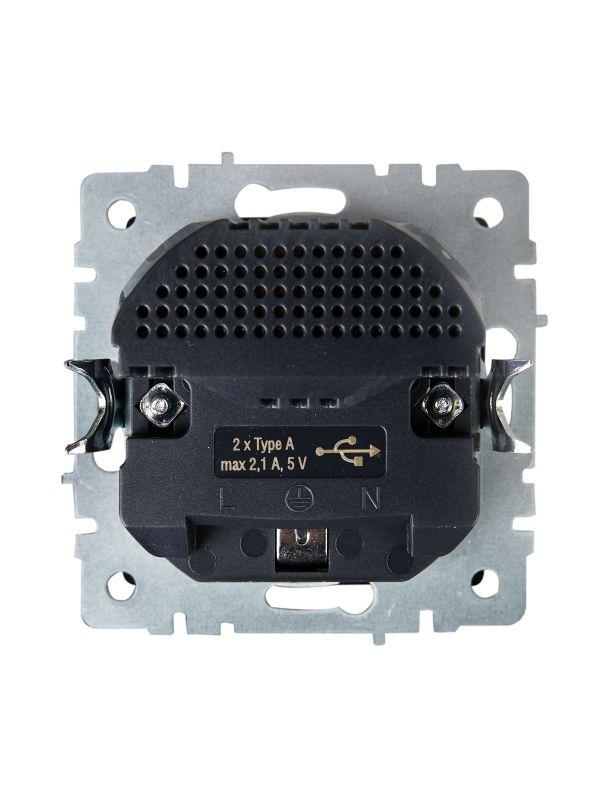  Розетка BRITE РЮш10-1-БрЧ 16А с USB A+A 2.1А с заземл. защ. шторки механизм черн. IEK BR-R14-16-U21-D21-K02 фото в каталоге от BTSprom.by