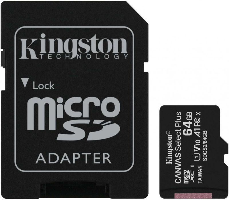 флеш-карта microsdxc 64гбайт class10 sdcs2/64гбайт canvselect plus + adapter kingston 1206992 от BTSprom.by