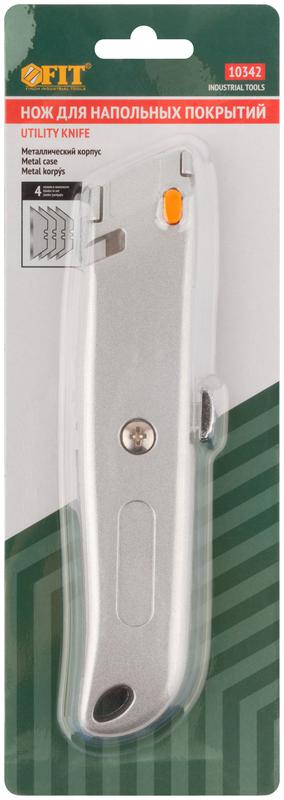  Нож для напольных покрытий серый металлический корпус кассета 4 лезвия FIT 10342 фото в каталоге от BTSprom.by