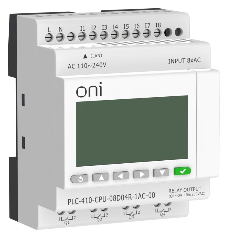 модуль цпу плк 410 8 di 4 ro 220в ac с ethernet портом с экраном oni plc-410-cpu-08d04r-1ac-00 от BTSprom.by